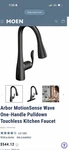 Moen Arbor Motionsense Wave Touchless Pull-down Black 7594EWBL. Fixed Price $249.99.