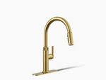 Kohler Lathe Pulldown Kitchen Faucet Brushed Modern Brass Finish Gold R31627-2MB. Fixed Price $169.99.