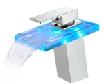 Lordear Single Handle Hole Waterfall Vessel Faucet Ledlight Chrome. Fixed Price $79.99.