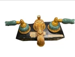 Rare Artistic Brass 24K Gold Plated Gem Faucet Set - Store Display Nos Baroque. Fixed Price $1200.00.