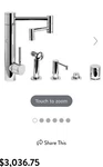 Waterstone Hunley Kitchen Faucet W/ 12 In. Articulated Spout 4-PC Suite Chrome. Fixed Price $1800.00.