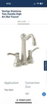 Bar Faucet Moen Two-handle High Arc. Fixed Price $125.00.