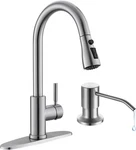 Kitchen Faucet With Soap Dispenser, Stainless Steel Sink Pul. Fixed Price $109.99.