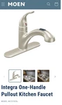 Moen Integra Classic Stainless 1-HANDLE Kitchen Faucet/pullout Spout 67315CSL. Fixed Price $189.99.