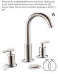 Phiestina WF003-1-BN Satin Nickel 8 Spread Bathroom Faucet. Fixed Price $45.00.