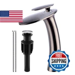 Wovier Brushed Nickel Waterfall Bathroom Faucetsingle Handle Hole Brass. Fixed Price $112.53.