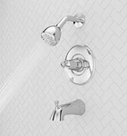 Pfister Courant Single-handle Tub & Shower Faucet W/ White Ceramic Lever, Chrome. Fixed Price $70.00.
