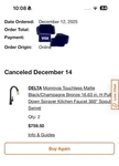 Delta Monrovia Touchless Pull-down 360 Swivel Faucet Matte Black/cb 9191TL. Fixed Price $550.00.