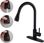 Wewe Kitchen Faucet Sink Pull Down Sprayer Matte Black Single Handle Mixer Tap. Fixed Price $28.99.