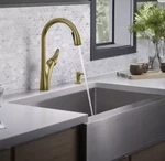 Kohler Touchless Pull-down Kitchen Faucet W/ Soap Dispenser Gold 32323-SD-2MB. Fixed Price $205.00.