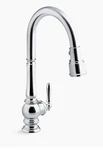 Kohler Artifacts Kitchen Faucet W/ Pull Down Sprayer, Touchless K-29709-CP. Fixed Price $785.00.
