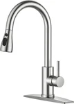Kitchen Faucet With Pull-down Shower, Brushed Nickel, High Arc Single Handle. Fixed Price $49.88.