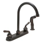 Huntington Brass Kitchen Faucet Gooseneck Spout Cypress 8" Center Side Sprayer. Fixed Price $106.99.