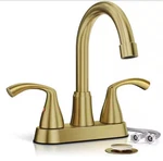 Brushed Gold 4 Inch Centerset 2 Or 3 Holes Bathroom Sink Faucet, Modern Vanity. Fixed Price $40.00.