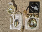 Set Of 11 Artistic Brass Solid Items: Complete Bathroom Shower & Faucet. Fixed Price $600.00.