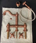 Whitehaus Collection Bridge Fucet W/ Side Spray WHKBTCR3-9206-ACO Copper. Fixed Price $460.00.