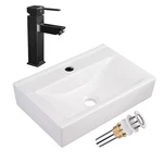 Aquaterior Wall Mount Ceramic Sink W/ One Hold Bathroom Faucet Single Handle Orb. Fixed Price $129.90.