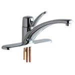 Chicago Faucets 2300-8E34ABCP Single Lever Hot And Cold Water Mixing Sink. Fixed Price $906.06.