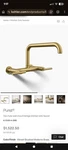 Kohler K-7549-4-2MB Purist Two-hole Wall-mount Bridge Kitchen Faucet. Fixed Price $999.99.