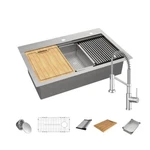 Glacier Bay 4332F Aio Drop-in/undermount Kitchen Sink, Spring Neck Faucet. Fixed Price $408.95.