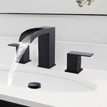 Black Bathroom Sink Faucet 3 Hole - Waterfall 8 Inch Widespre.... Fixed Price $56.35.