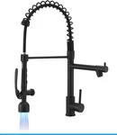 Sleek Black Kitchen Faucet With Pull-down Sprayer & Led Light. Fixed Price $249.99.
