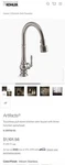 Kohler K-99259-VS Artifacts Pull-down Kitchen Faucet Vibrant Stainless. Fixed Price $599.99.