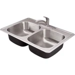 Colony Pro Drop-in Stainless Steel 33 In. Double Bowl Prep Kitchen Sink. Fixed Price $259.00.