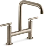 Kohler Purist K-7547-4-BV Brushed Bronze Two Handle Bridge Kitchen Faucet. Fixed Price $989.99.