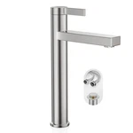 Brushed Nickel Tall Bathroom Vessel Sink Faucet, Single Hole Handle Moder. Fixed Price $59.99.