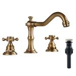 Antique Brass Bathroom Sink Faucet 3 Holes Widespread Vanity Basin Mixer W/drain. Fixed Price $35.99.