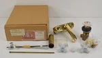 New Artistic Brass Bathroom Faucet Set White Cross Knobs Drain Plug 1970S 1980S. Fixed Price $269.99.