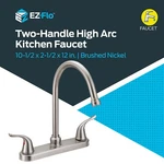 Ez-flo High Arc Kitchen Sink Faucet With 2 Handles, Brushed Nickel, 10199. Fixed Price $28.83.