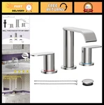 Homevacious Brushed Nickel Waterfall Bathroom Faucet For Sink 3 Hole Widespread. Fixed Price $99.99.