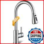 Hiqufet Kitchen Faucet Pull Down Sprayer Brushed Nickel High Arc Single Handle. Fixed Price $52.27.