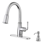 Glacier Bay Kagan Chrome Pull Down Sprayer Kitchen Faucet Swivel Spout-sealed!. Fixed Price $67.50.