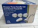 10-B83-WCH-B Chrome Finish Three-handle Tub Shower Faucet Set New Open Box. Fixed Price $85.49.