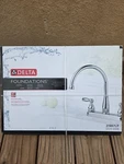 Delta Foundations 21987LF 2-HANDLE Standard Kitchen Faucet In Chrome. Fixed Price $55.00.