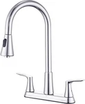 Homelody 2 Handle Kitchen Faucet With Pull Down Sprayer For 3 Hole Sink, Chrome. Fixed Price $49.99.
