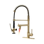 Fapully Led Kitchen Faucet With Down Sprayer,brushed Gold Commercial Kit.... Fixed Price $218.34.