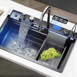 29.5 18" Stainless Steel Single Bowl Smart Kitchen Sink With Pull-out Faucet Set. Fixed Price $169.00.