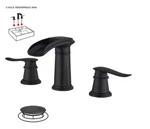 Bwe 8 In. Waterfall Widespread 2-HANDLE Bathroom Solid Brass Faucet Black. Fixed Price $79.00.