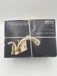 Glacier Bay Builders Bathroom Faucet 4IN Centerset 2-HANDLE Polished Brass. Fixed Price $35.00.