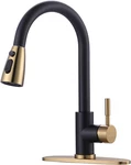 Elegant Black And Gold Kitchen Faucet With Sprayer 360 Swivel Design. Fixed Price $99.99.