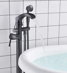 Senlesen Matte Black Bathroom Single Handle Freestanding Bathtub Faucet Floor.... Fixed Price $125.00.