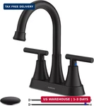 Bathroom Faucets For Sink 3 Hole, Hurran 4 Inch Matte Black With Pop-up Drain. Fixed Price $39.85.