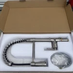 Akdy Spring Neck Pull-down Sprayer Kitchen Faucet Brushed Nickel KF0011. Fixed Price $49.99.