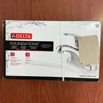 New Delta Single Handle 4" Centerset Chrome Bathroom Faucet B510LF-PPU-ECO B4. Fixed Price $36.96.