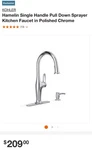 New Kohler Hamelin Polished Chrome Kitchen Faucet W/ Soap Dispenser R33446-SD-CP. Fixed Price $99.99.