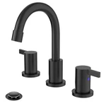 Phiestina 8 Inch 3-HOLE Matte Black Widespread Bathroom Sink Faucet With Valve. Fixed Price $29.99.